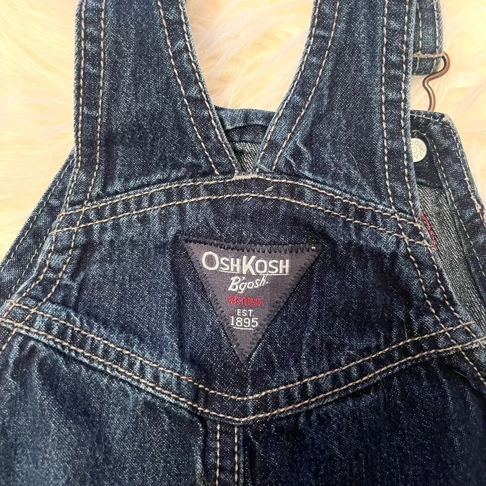 OshKosh B'gosh Kids Denim Overalls - Blue logo 12 mths